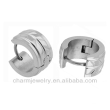 Silver Tone Men Unisex Huggie Earrings in Stainless Steel HE-025